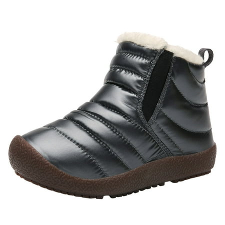 

PEASKJP Toddler Boots Girls Baby Boys Girls Anti-Slip Sneakers Non Slip Booties Suede Toddler First Walker Shoes (Grey 25)