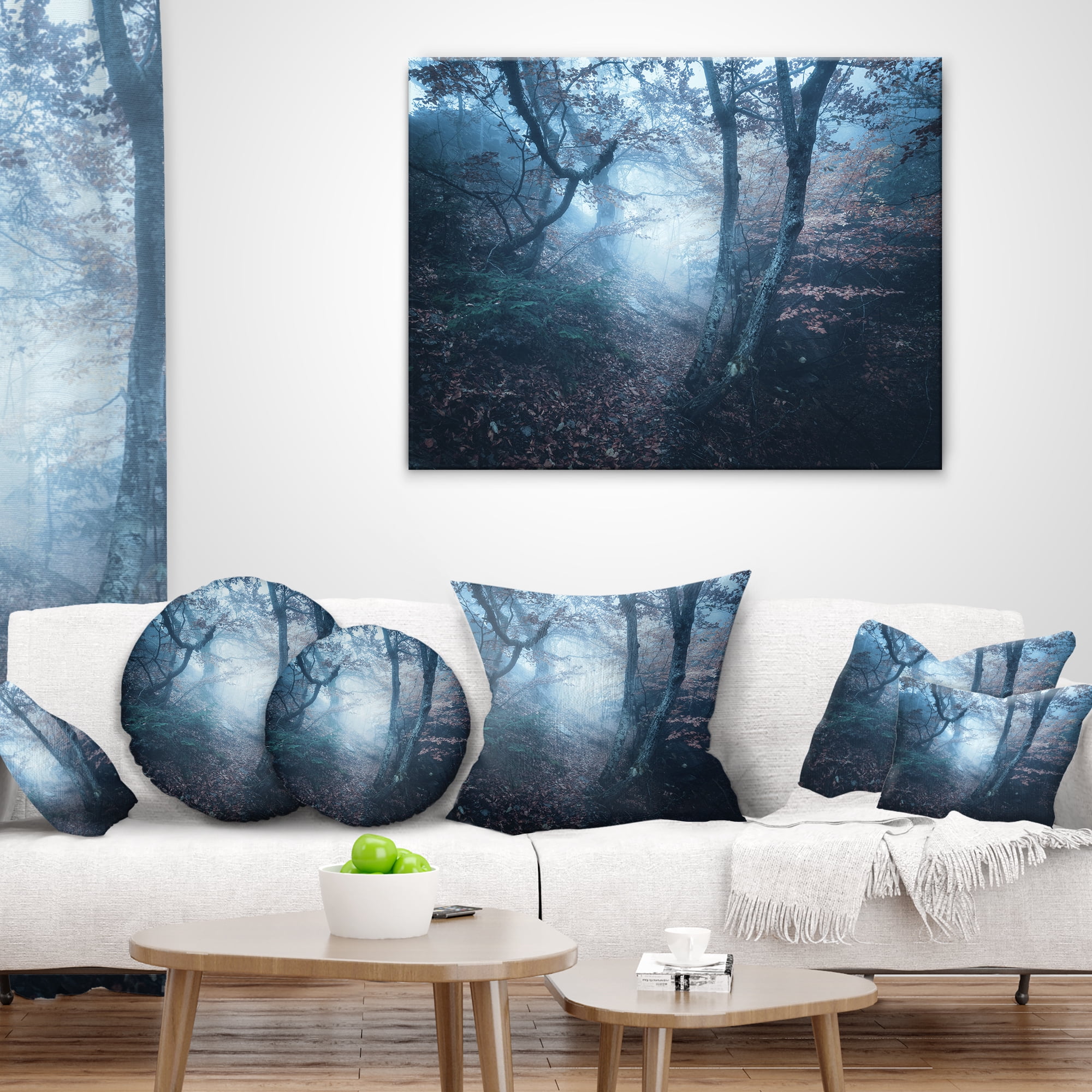 Designart Beautiful Autumn in Forest - Landscape Photography Throw Pillow - 16x16