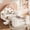 Beige with Stairs, variant on Bellemave Full Size Upholstered Floor bed, Upholstered Teddy Fleece Kids Montessori Bed with Safety Side Rails, Storage Pocket, Low Profile House Shaped Bed for Boys Girls, White & Pink