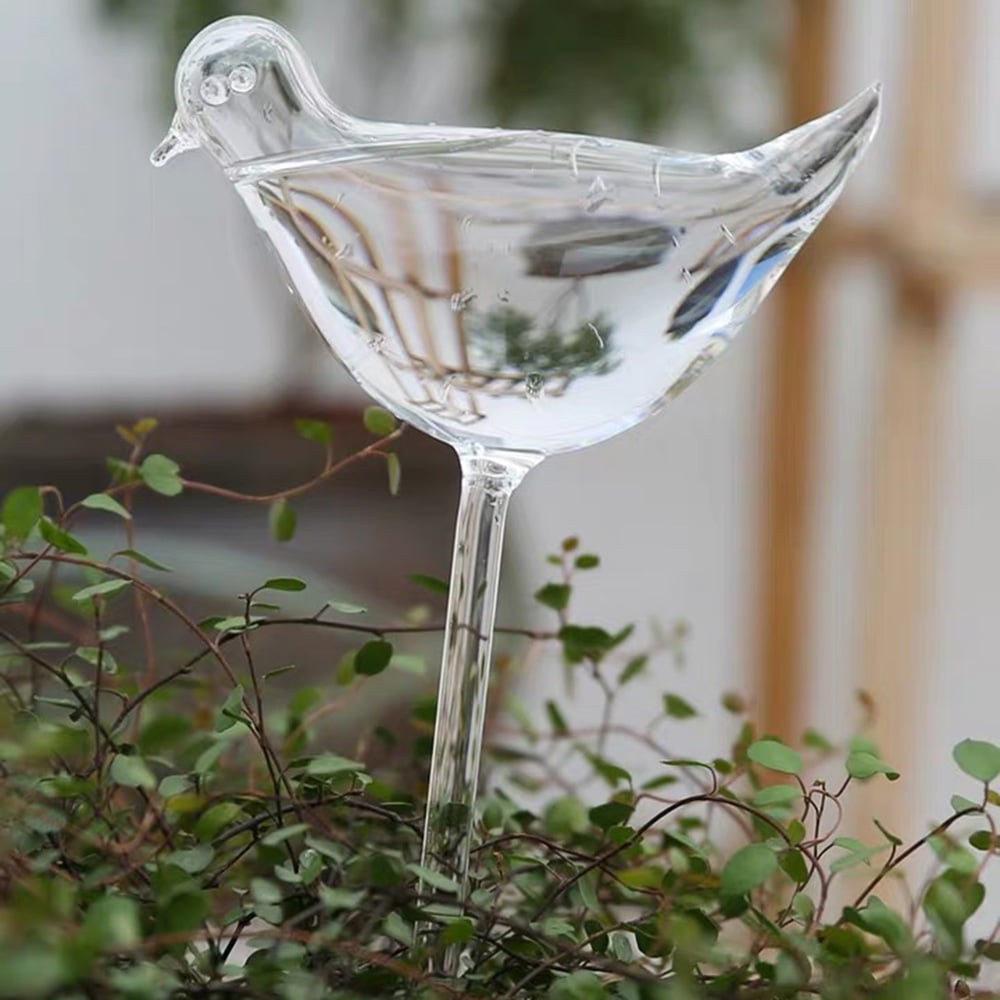 Glass Plant Flowers Water Feeder Self Watering Bird Plant New Waterer M9M5 