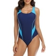 thumbnail image 2 of Elainilye Fashion One Piece Bathing Suit for Women Splicing Swimsuit Sexy Casual Bikini One-piece Swimsuit,Blue, 2 of 9