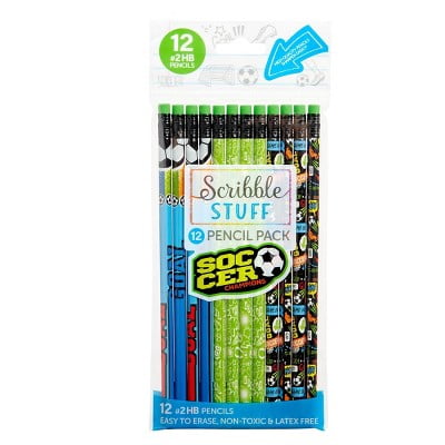 Scribble Stuff Poly Bag Pencils 12ct Soccer