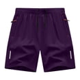 thumbnail image 2 of Akmaiox Men's Plus Size Gym Shorts Lightweight Reflective strips hem Drawstring Waistband with Zipper Pockets for Summer Beach Wear S-7XL, 2 of 5
