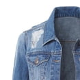 thumbnail image 3 of UTTOASFAY Coat Women Casual Denim Jacket Jean Coat Bead Outwear Overcoat Dark Blue L, 3 of 6