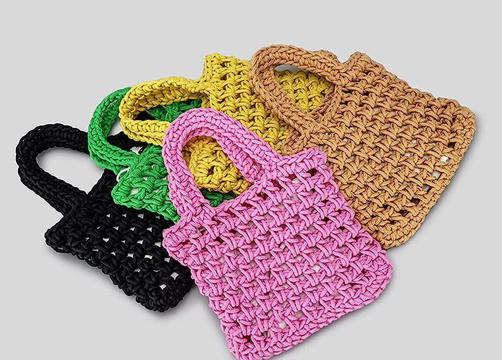 Kukuzhu Crochet Knit Purse for Women Mesh Cotton Rope Tote Bag Summer Handwoven Handbag Beach Vacation Hobo Bag for Women