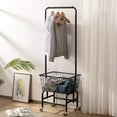 thumbnail image 4 of Laundry Cart with Clothes Rack, Rolling Laundry Butler with Wire Storage Rack，Black, 4 of 16