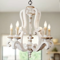 Dawn Whisper French Country Chandeliers Rustic Distressed Wood 6 Lights for Dining Room Kitchen Living Room Bedroom