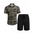 thumbnail image 5 of COOFANDY Men's Summer Beach Outfits 2 Piece Short Sleeve Shirts and Shorts Vacation Texture Linen Sets for Men, 5 of 6