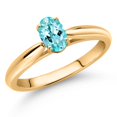 thumbnail image 2 of Gem Stone King 0.52 Ct Oval Blue Apatite 10K Yellow Gold Solitaire Engagement Ring, 2 of 4