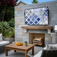 thumbnail image 3 of Outdoor TV Cover 52x30x4.5in, Moroccan Buffalo Plaid Weatherproof TV Screen Protector with Zipper, Blue Gradient Oil Painting Art Outside Television Cover Fits Up to 52-55", 3 of 9