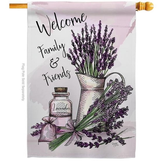 Breeze Decor H104106-BO Lavender Welcome House Flag Spring Floral 28 x 40 in. Double-Sided Decorative Vertical Flags for Decoration Banner Garden Yard Gift
