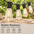 60FT Solar Outdoor String Lights Dimmable Waterproof Patio Lighting ...
