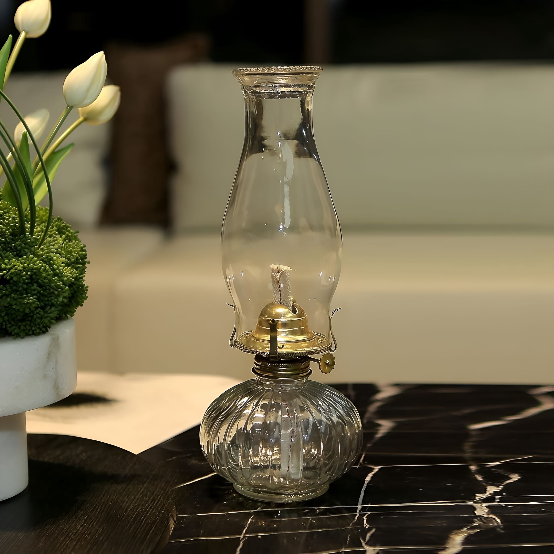 EXLEAF Oil Lamp Glass Kerosene (Large),Kerosene Oil Lantern for Rustic Decor Style,Hurricane Lamp,Oil Lamps for Indoor Use Decor Lighting,Lantern Lamp.
