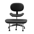 thumbnail image 3 of Pinmoco Extra Wide Armless Office Chair for Cross Legged Sitting, Ergonomic Swivel Desk Chair with Faux Leather, Comfy Task Chair for Home Office, Gaming & Meditation, Black, 3 of 13