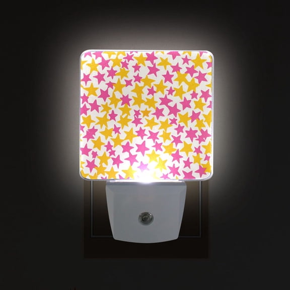 Yayeee LED Plug in Night Light for The Home with Auto Dusk to Dawn Light Sensors, 2 Pack, Yellow Stars Pattern