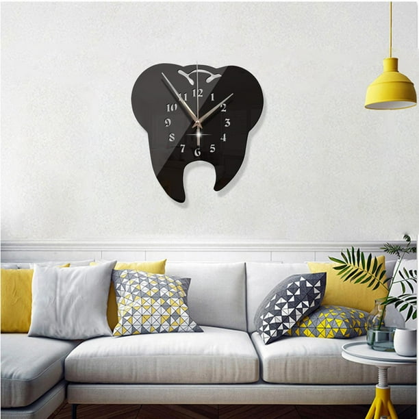 Relojes de pared acrílicos, reloj decorativo silencioso con con para au, oficina, decoración de estar, cocina Negro perfecl Reloj de pared