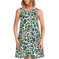 thumbnail image 1 of Fotbe Green Leopard Vestido de Verano sin Mangas para Mujer – Vestido Midi Línea A, Estilo Camiseta Floral, Vestido Playero Casual y Fluido, 1 of 7