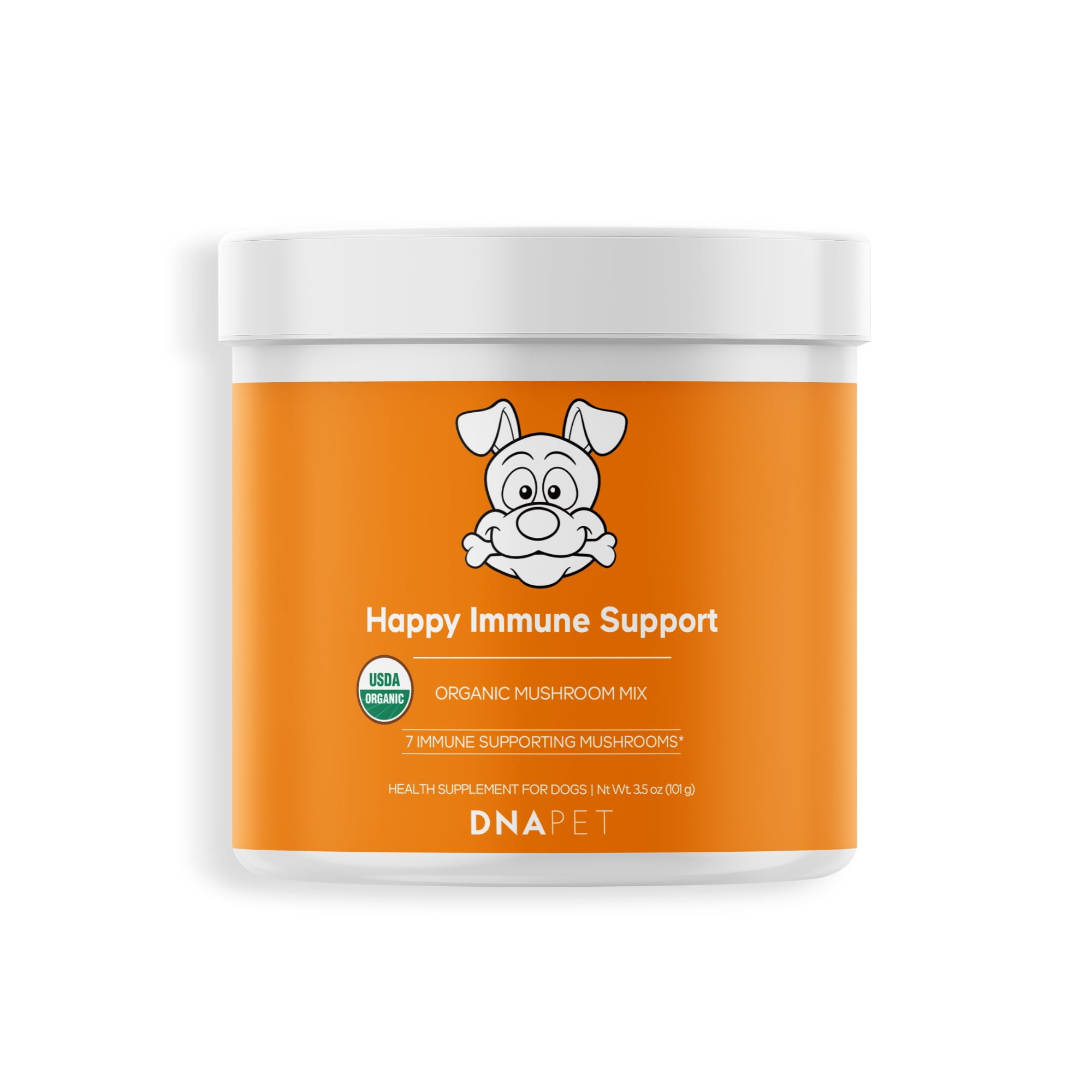 DNA PET Happy Immune Support USDA Certified Organic Mushroom Powder for Dogs, Immune Support Mix, 3.5 oz