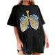 thumbnail image 4 of Puntoco Blusa de manga corta casual con estampado de mangas caídas vintage para mujer Puntoco Puntoco-3006, 4 of 9