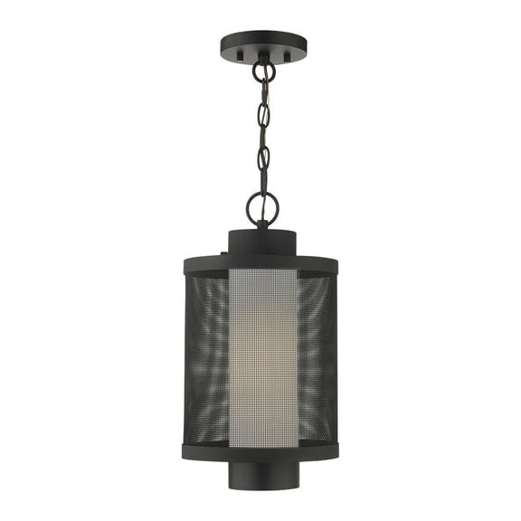 20687-14 Livex Lighting Nottingham - 1 Light Outdoor Pendant Lantern in Contemporary Style - 9 Inches wide by 16.88 Inches high-Textured Black Finish