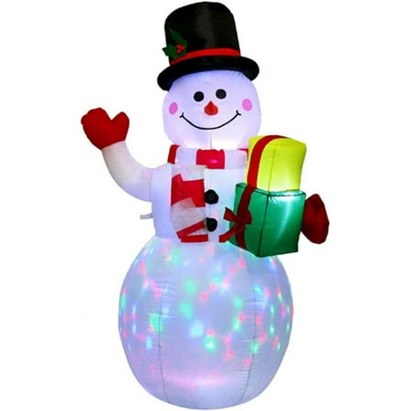 5 Ft Christmas Inflatables Snowman With Built In Rotating LED Lights Garden & Yard Decorations Snowman