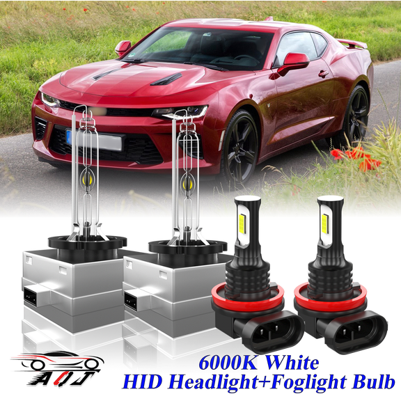 For Chevrolet Camaro 2014 2015 2016 2017 2018 White Front HID Headlight High-Low LED Fog Light Bulbs