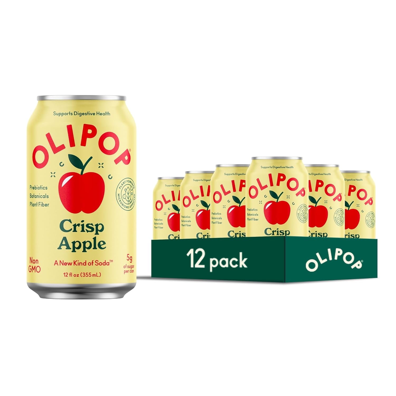 ぼくぼく OLIPOP Prebiotic Soda, Tropical Punch, 12 fl oz, 12 Pack