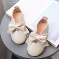 thumbnail image 5 of BOBOGOJP Girl's Mary Jane Bow Elastic Strap Ballerina Flat Slip-On Mary Jane Flats Baptism Dresses Shoes Walking Shoes (Beige,12), 5 of 6