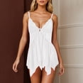 thumbnail image 2 of Women's Chemises Negligees plus Size Strap Lingerie for Women Lace Lingerie for Women Skirt Seamless Strapless Bra Push up Roll Play Skimpy plus Size Satin Sleep on Clearance White L, 2 of 4