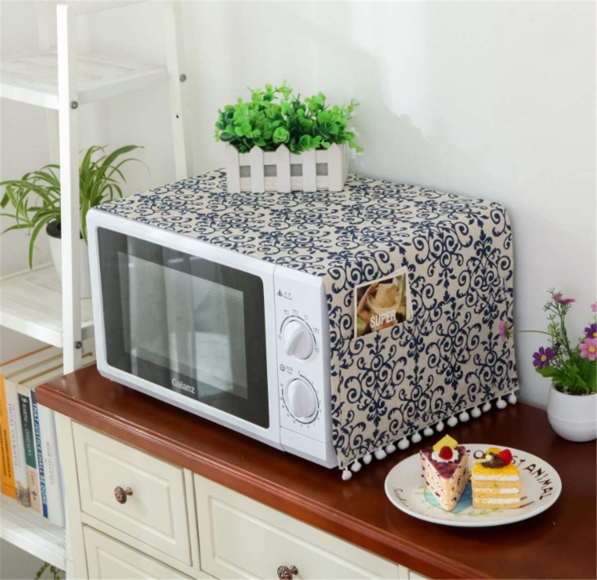 Microwave Oven Dust Cover Washing Machine Dirt Proof Protector W/Pocket OK 