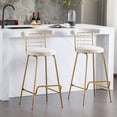 thumbnail image 2 of Retro Luxury Velvet  High Bar Stool  - Beige Set of 2, 2 of 20