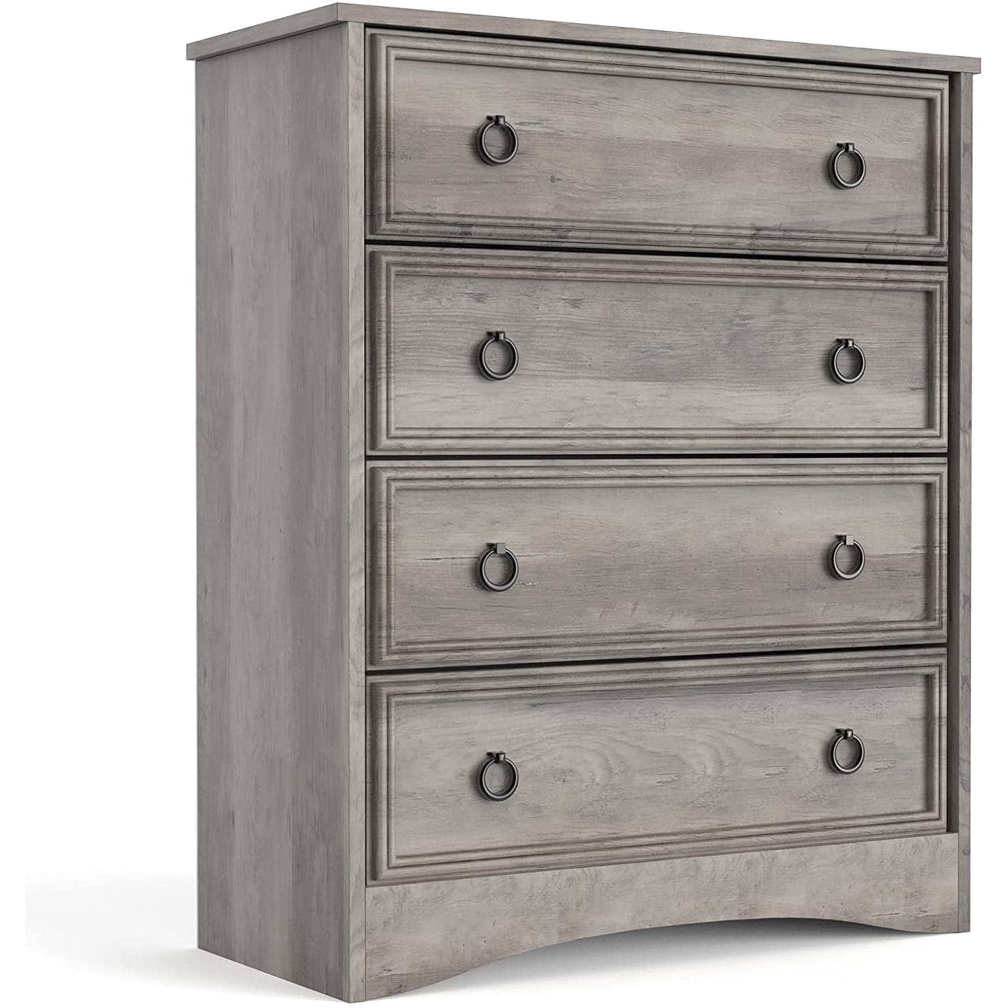 LGHM 4 Drawer Dresser, Modern Wood Chest Dresser for Bedroom Livingroom Gray