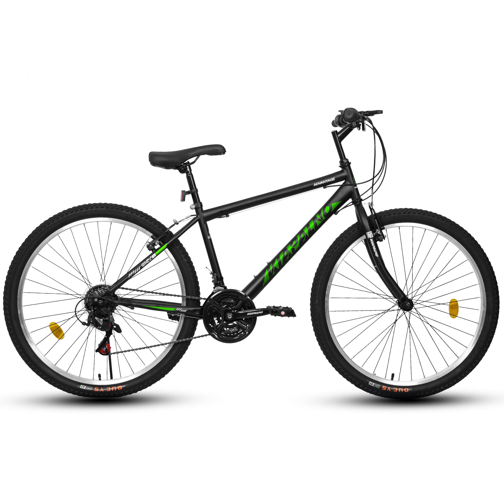24 Inch Mountain Bike for 10+ Years Old, 21 Speeds Commuter Bike with V Brake and Steel Frame, Rigid Suspension MTB Bicycle for City Trail Beach Snow, BLACK-GREEN