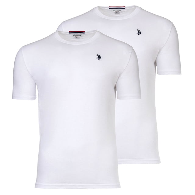 U.S. POLO ASSN. Camiseta de hombre paquete de 2 - cuello redondo, logo bordado, algodón Blanco M (Medium)