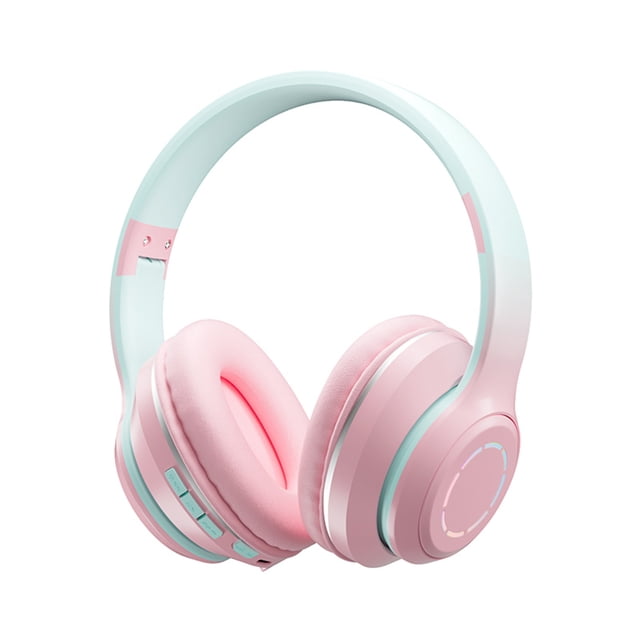 Auriculares inalámbricos BT Auriculares de moda con micrófono incorporado con cable y tarjeta de memoria de soporte para teléfonos Tabletas PC Computadora portátil Niños Niñas Amigos Juegos