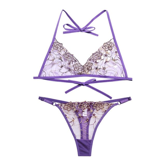 Conjunto de ropa interior de mujer Conjunto de y bragas de encaje cómodo Morado M Yuyangstore Bragas de sujetador de encaje de mujer