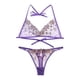 thumbnail image 2 of Conjunto de lencería y con aros de malla bordada de 2 piezas para mujer Morado M Hugo Bragas de sujetador de encaje de mujer, 2 of 9
