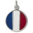 thumbnail image 1 of Sterling Silver 16" .8mm Box Chain Round French France Flag Symbol Pendant Necklace, 1 of 2