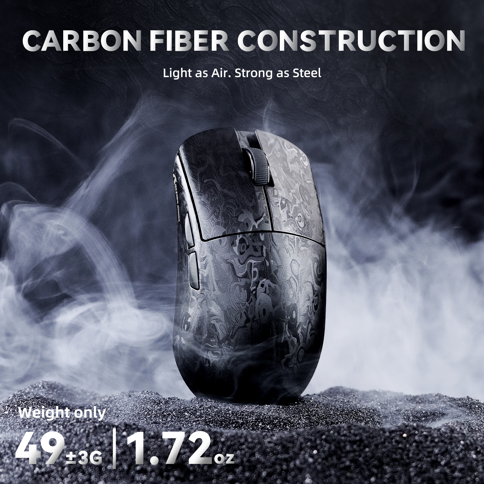 ATTACK SHARK R11 ULTRA Carbon Fiber Wireless 8K PAW3950MAX Gaming Mouse with C06 Ultra LED Cable