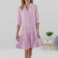 thumbnail image 2 of Aayomet Flowy Dresses for Women Square Neck Long Sleeve Shirred Ruffle Hem Dress,Hot Pink XL, 2 of 5