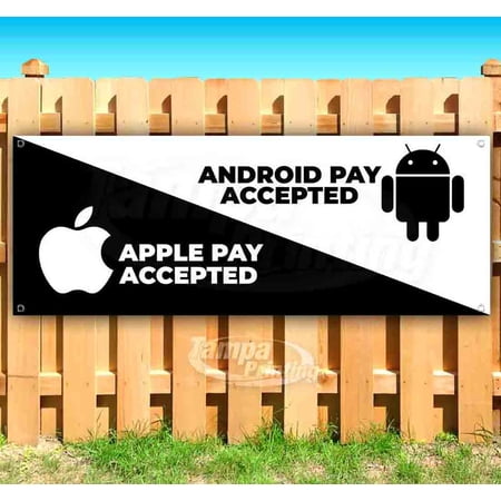 We Accept Online Pay 13 oz Vinyl Banner With Metal Grommets