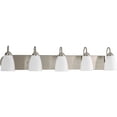thumbnail image 3 of Gather Collection Five-Light Brushed Nickel Etched Glass Traditional Bath Vanity Light, 3 of 3