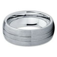 thumbnail image 2 of Gray Tungsten Wedding Band Brushed Tungsten Ring Tungsten Carbide Men & Women Grooved Comfort Fit, 2 of 3