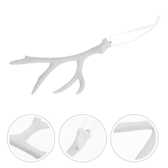 LOLIPPYY White Resin Antler Decor Christmas Hanging Ornament Unique Design for Holiday Decoration 3.5 Inches