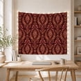 thumbnail image 5 of Rich Burgundy Damask Floral Scene on Solid Background, Romantic Vintage for Victorian Decor Lovers, Art Decor Phrase, Housewarming Gift, Tapestry Wall Hanging for Living Room and Bedroom, 5 of 7