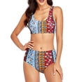 thumbnail image 3 of Traje de baño para mujer cómodo elástico de 2 piezas para lavar a máquina estilo étnico para fiestas en la playa para actividades acuáticas ANGGREK Otros, 3 of 5