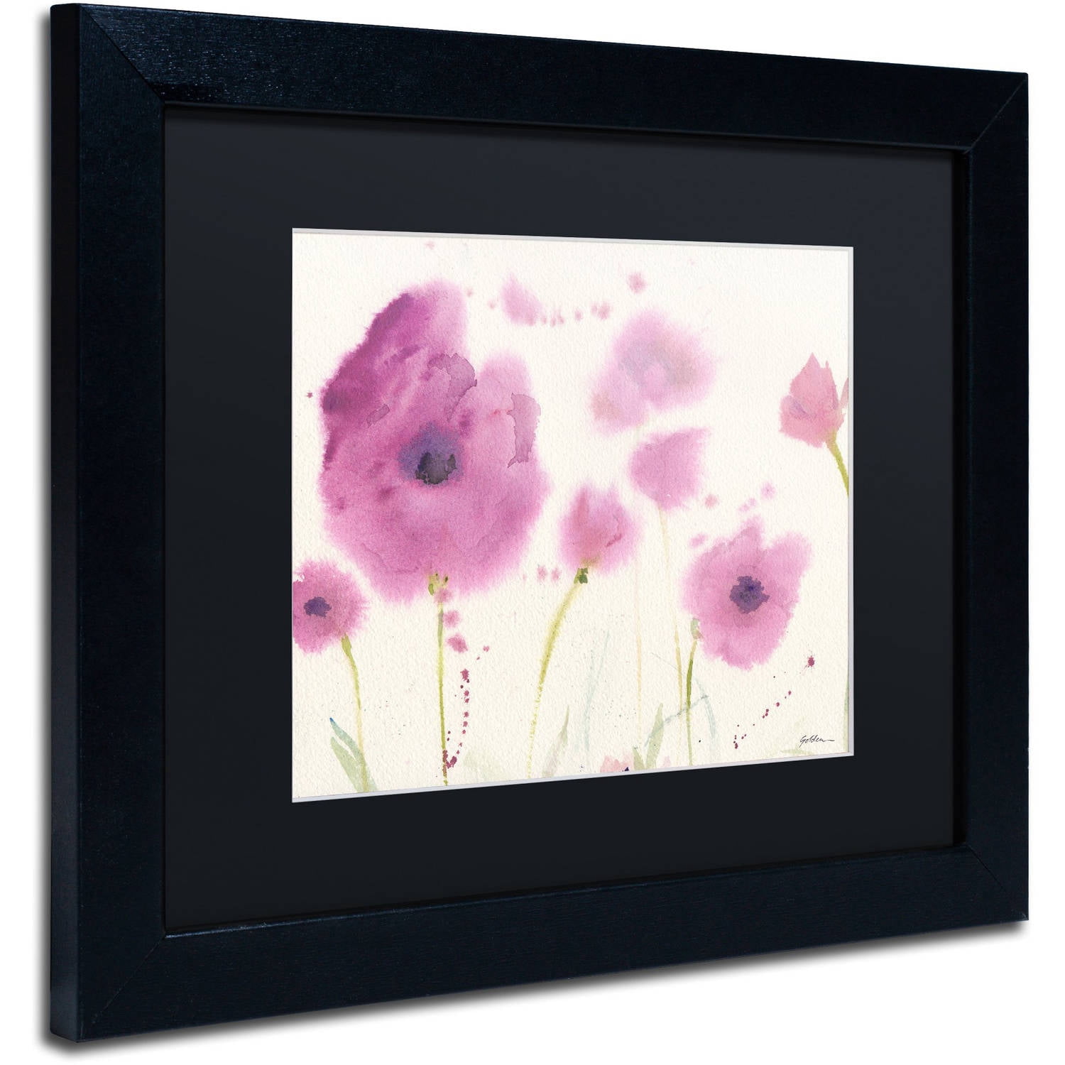 "Purple Poppies" Canvas Art by Sheila Golden, Black Matte, Black Frame