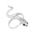 thumbnail image 2 of AFFY Simulated Garnet & CZ Snake Womens Band 14k White Gold Over 925 Sterling Silver, 2 of 4