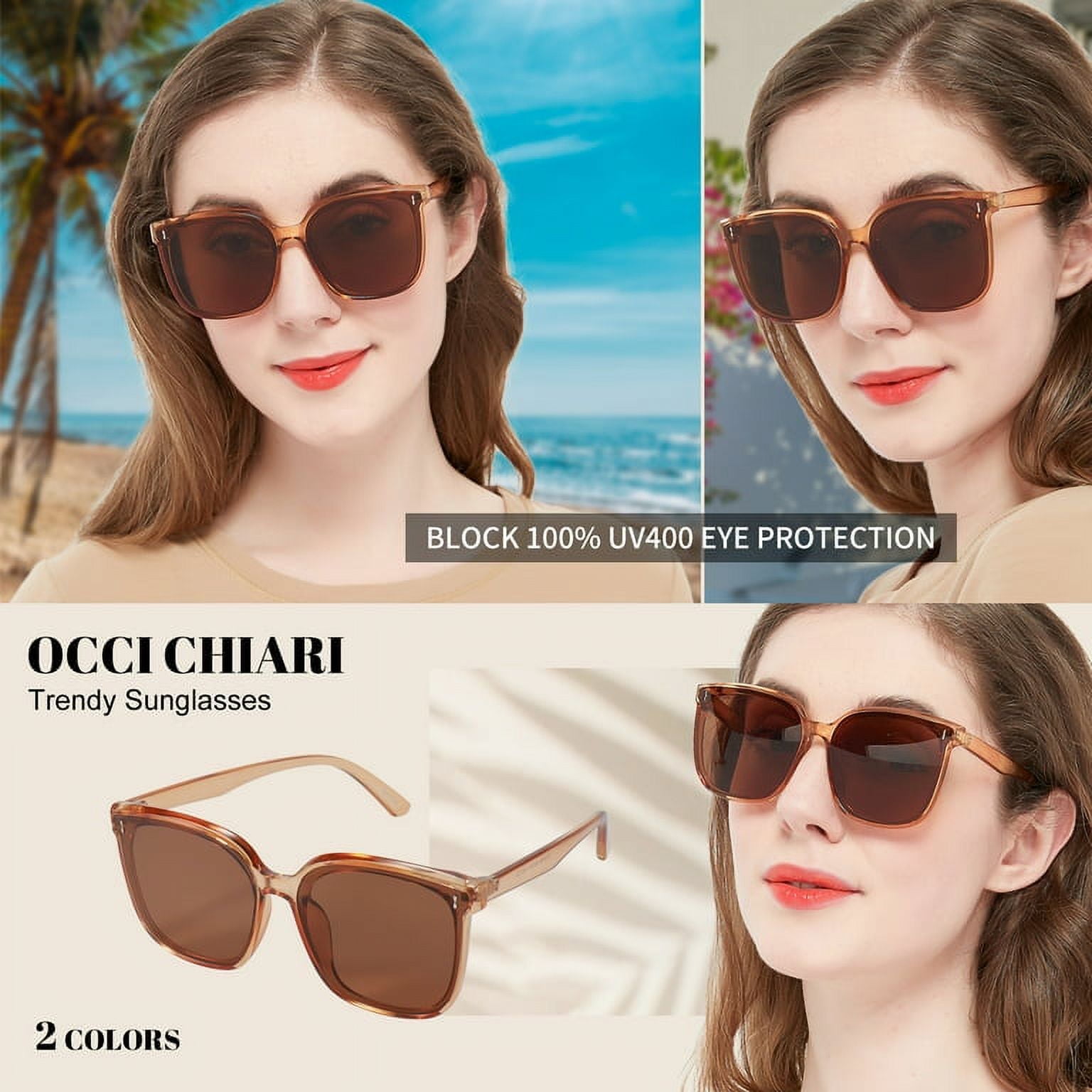 OCCI CHIARI Oversized Trendy Sunglasses for Women UV400 Protection