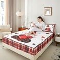thumbnail image 4 of Castle Fairy Female Men Women Cartoon Gnome Love Heart 4pcs Bed Sheets,Happy Valentine's Day King Sheets,Black Red Geometric Plaid Super Cozy Sheet Set,Super Cozy Room Decor, 4 of 7